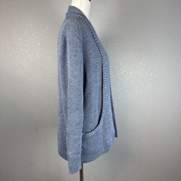 Peruvian Link Alpaca Collection Open Front Cardigan OS Chambray Blue Pockets - Picture 5 of 9